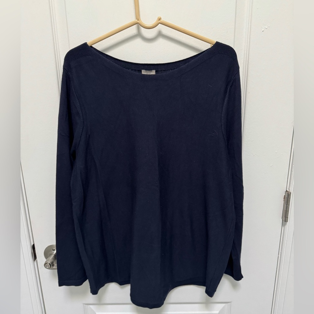 Chico’s Women's Navy Long Sleeve Light Weight Sweater, Size XL, Excellent